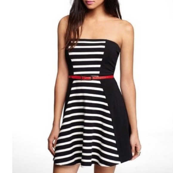 Black and White Striped Panel Dress - Picture 3 of 3